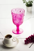 Akrilik Pembe 6lı Kadeh & Su Meşrubat Kahve Yanı Bardağı 450 ml ( Cam Değildir ) - 4