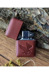 El Yapımı Hakiki Deri Kılıflı Zippo Çakmak - 2