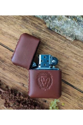 El Yapımı Hakiki Deri Kılıflı Zippo Çakmak - 2
