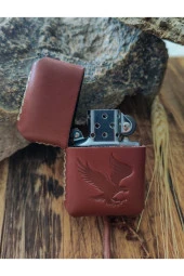 El Yapımı Hakiki Deri Kılıflı Zippo Çakmak - 3