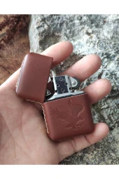 El Yapımı Hakiki Deri Kılıflı Zippo Çakmak - 4