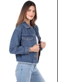 Blue White Cepli Kadın Jean Ceket - 3