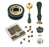 Davetiye Mum Mühürü Uygulama Seti Çim Yeşili Renk 811 Gül Desen thumbnail 1