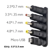 WEKO YERLİ ÜRETİM ÇOKLU YEDEK ADAPTÖR UÇ ÇEVİRİCİ (2.5x0.7MM- 4.8x1.7MM- 3.0X1.1MM-4.0X1.7MM- MICRO USB) - 2