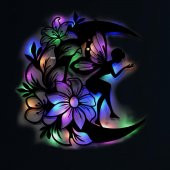 Veraart  Ahşap Çiçekli  Aydaki Peri Figürlü Duvar Dekorlu Gece Lambası  68 cm - 1