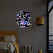 Veraart  Ahşap Çiçekli  Aydaki Peri Figürlü Duvar Dekorlu Gece Lambası  90 cm - 5