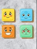 Sevimli Yüz İfadeleri Temalı Renkli Bardak Altlığı  4’lü Set (9x9 cm) - 2