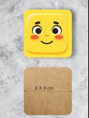 Sevimli Yüz İfadeleri Temalı Renkli Bardak Altlığı  4’lü Set (9x9 cm) - 3