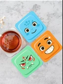 Sevimli Yüz İfadeleri Temalı Renkli Bardak Altlığı  4’lü Set (9x9 cm) - 5
