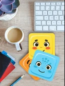 Sevimli Yüz İfadeleri Temalı Renkli Bardak Altlığı  4’lü Set (9x9 cm) - 1