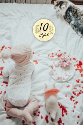 karbonsoft Yeni Doğan Bebekler İçin Ahşap Yuvarlak Fotoğraf Dekoru Ahşap Bebek Anı Kartı - 3