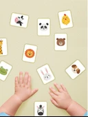 karbonsoft Zeka Kartları Ahşap Eğitici Hafıza Eşleştirme Oyunu Sevimli Hayvanlar Puzzle Oyuncak ( 5,5 x 7,5 CM) - 2