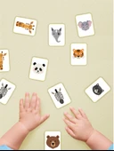 karbonsoft Zeka Kartları Eşleştirme Oyunu Sevimli Hayvan Hafıza Kartı Ahşap Eğitici Puzzle Oyuncak (5,5X7,5 Cm) - 2