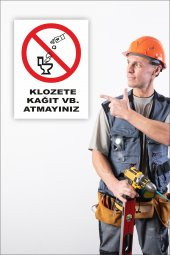 karbonsoft İş Güvenliği Uyarı Levhası Klozete Kağıt VB. Atmayınız - 2