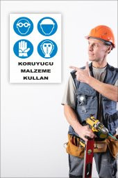 karbonsoft İş Güvenliği Uyarı Levhası Koruyucu Malzeme Kullan - 2