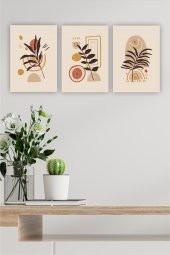 karbonsoft Ahşap Duvar Tablosu 3lü Tablo Seti Çiçek Duvar Dekorasyonu - 1