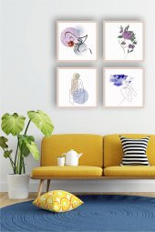 karbonsoft Ahşap 4lü Bohem Tarzı Çerçeve Görünümlü Bohe Retro Art Tablo Seti - 1