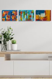 karbonsoft Dekoratif 3 parçalı dizayn Mdf ahşap tablo - 1