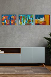 karbonsoft Dekoratif 3 parçalı dizayn Mdf ahşap tablo - 4