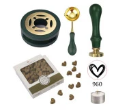 Davetiye Mum Mühürü Uygulama Seti Çim Yeşili Renk 960 Kalp thumbnail 1