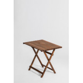 Ahşap Katlanır 60x80 Katlanır Masa ve 2 Adet Katlanır Sandalye Bahçe Takım Gürgen Ceviz Renk - 2