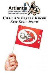 Çıtalı Ata Bayrak Kağıt 20x12 cm 10 Adet Atalı Bayrak Çıtalı Sopalı Küçük Bayrak Plastik Çubuklu Bayrak - 3