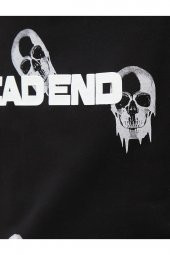 Oversize Tişört Kuru Kafa Baskılı Bisiklet Yaka Kısa Kollu thumbnail 6