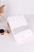 %100 Pamuk 70x140 Beyaz Barok Desen Banyo Havlusu thumbnail 1