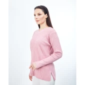 Kadın  Pudra Triko V Yaka Kışlık  Anne Esnek Kazak thumbnail 3