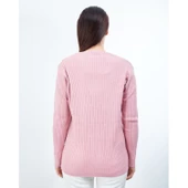 Kadın  Pudra Triko V Yaka Kışlık  Anne Esnek Kazak thumbnail 5