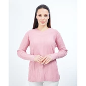 Kadın  Pudra Triko V Yaka Kışlık  Anne Esnek Kazak thumbnail 1