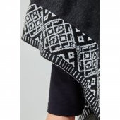 Kadın Siyah Beyaz Devrik Yakalı Desenli Geniş Kalıp Panço - 7