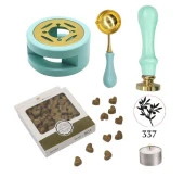 Davetiye Mum Mühürü Uygulama Seti Su Yeşili Renk 337 Zeytin Dalı - 1