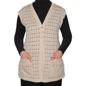 Kadın Krem Merserize Yelek - 1