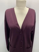 Kadın Vizon Uzun Düğmeli Cepli Anne Penye Hırka thumbnail 10