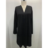 Kadın Vizon Uzun Düğmeli Cepli Anne Penye Hırka thumbnail 5