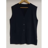 Kadın Siyah Anne Yazlık Penye Cepli Yelek - 1