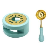 Davetiye Mum Mühürü Uygulama Seti Su Yeşili Renk 355 Dal Yaprak - 9