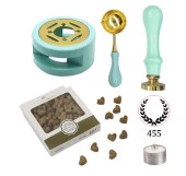 Davetiye Mum Mühürü Uygulama Seti Su Yeşili Renk 455 Çelenk - 1