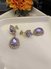 Aksesuar Çarşısı Zirkon Taşlı Mor Badem Küpe thumbnail 2