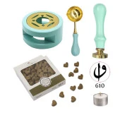 Davetiye Mum Mühürü Uygulama Seti Su Yeşili Renk 610 Elif Vav thumbnail 1