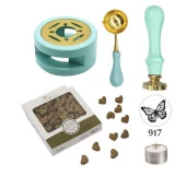 Davetiye Mum Mühürü Uygulama Seti Su Yeşili Renk 917 Kelebek thumbnail 1