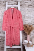 Kadın Desenli Somon Renk Kimono Sabahlık - 1