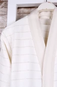 %100 Pamuk  Krem Sim Detaylı Kimono Sabahlık thumbnail 2