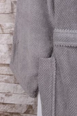 %100 Pamuk Jakarlı Gri Kimono Bornoz thumbnail 3