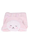 %100 Pamuklu Pudra Pembesi Tavşan Desenli Çocuk Bornozu thumbnail 2