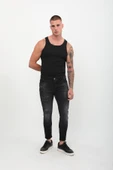 Erkek Skinny Fit Yırtık Detaylı Jean Siyah - 2