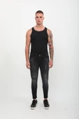 Erkek Skinny Fit Yırtık Detaylı Jean Siyah - 5