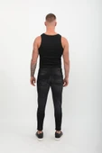 Erkek Skinny Fit Yırtık Detaylı Jean Siyah - 6