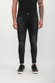 Erkek Skinny Fit Yırtık Detaylı Jean Siyah - 7